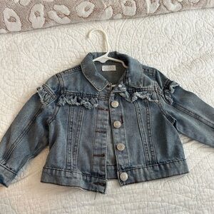 Kids Denim Jacket with Ruffle Details